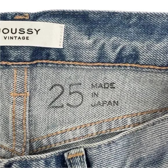 Moussy Vintage Tapered Distressed Jeans Light Blue Denim Ankle Raw hem Size 25 - Picture 7 of 10